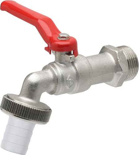 Meister Kugelauslaufhahn - 20,95 mm (1/2 Zoll) AG - Inklusive Schlauchanschluss - Hochwertiges Messing - Ideal als Außenzapfstelle / Zapfhahn für Regentonnen / Wasserhahn / Absperrhahn / 9922850, Rot