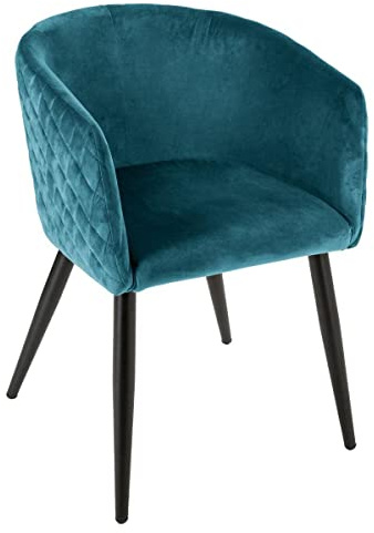 Atmosphera – Marlo Sessel, Entenblau, gesteppter Samt, 55 x 55 x 76 cm – Für Wohnzimmer, Schlafzimmer, Büro