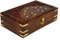 Ajuny Boîte à bijoux en bois faite à la main avec incrustation en laiton, rangement de souvenirs polyvalent, organisateur de voyage, coffre décoratif, porte-bibelots, cadeau – 8 x 5 pouces