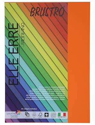 BRUSTRO Elle Erre färgat kort lager hantverk papper A4 storlek 220 GSM Terra Bruciata färg, paket med 9 ark. Bränd Umber Shade|Perfekt för skolor, affischkonstnärer med pastell, kol, kalligrafi, penna