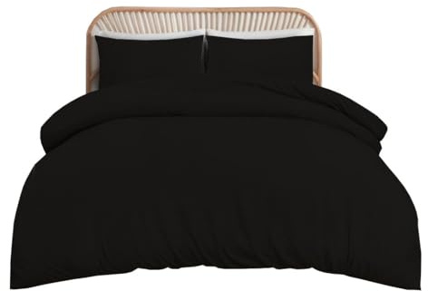 funky gadgets King Size Duvet Cover Sets Black - Soft Brushed Microfiber Plain Dyed Duvet Cover Sets with Pillow Cases- Bedding Quilt Cover Set.