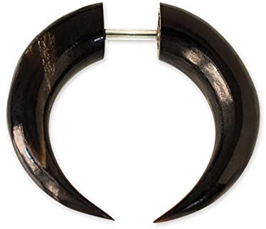 Fly Style Ohrringe Ohrstecker Fake Ohrdehner Expander Plug aus Horn oder Knochen mit Schraubverschluss - Natur Damen Schmuck