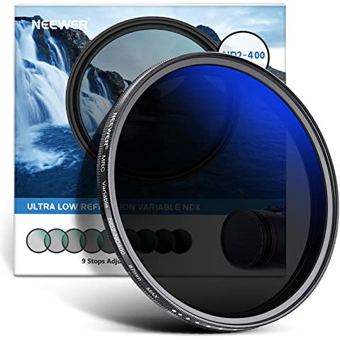 NEEWER Filtro ND Variabile ND2-ND400 (1-9 Stop) da 67mm, Filtro a Densità Neutra, Rivestimenti Multipli, Resistente all'Acqua e ai Graffi