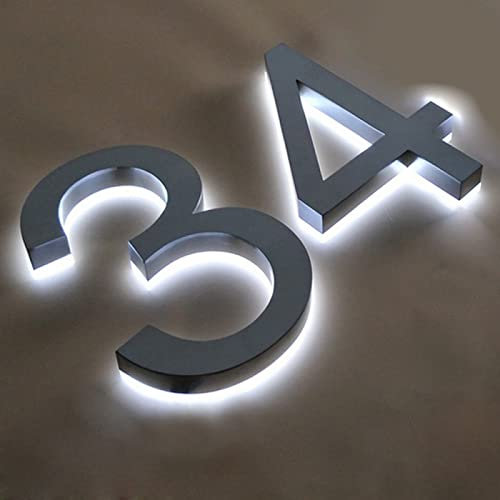 Numeri civici illuminati, numeri civici retroilluminati a LED, numero di targa galleggiante 3D a LED, numeri civici illuminati per esterni moderni. Luce bianca.,7,20 pollici 500 mm