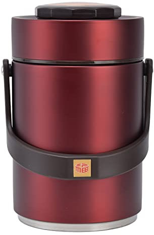 BuyWeek Thermos per Alimenti Caldi, 2000 ml Contenitore Termico per Alimenti in Acciaio Inossidabile Impilabili Contenitore per il Pranzo Isolato a 3 Strati (Rosso)