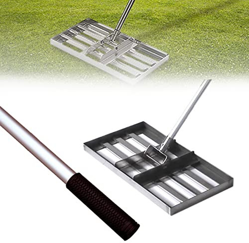 Râteau Nivellement pour Pelouse, Plaque Sol Acier Inoxydable Nivelez Facilement Surfaces pour Le Golf Cour-Silver