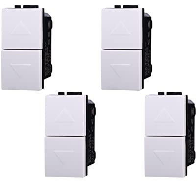 Pulsante Interbloccato Doppio Saliscendi 1P+1P 10A, Compatibile Con Bticino Living Light (4 Pezzi, Bianco)
