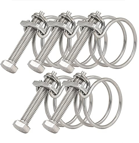 Lot de 5 colliers de serrage à double fil réglables en acier inoxydable 201 pour étang de 45 à 50 mm
