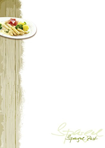 Designpapier Spargelzeit DP1884 – 25 Blatt Briefpapier – Hochwertiges Motivpapier Speisekarte, Einladung, Menükarte, Gastronomie, Spargel – Laser- & Inkjetdrucker geeignet – Druckerpapier A4 90g/m²