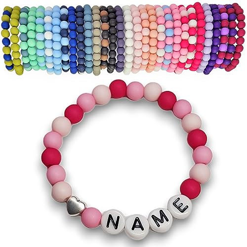 Armband mit Namen für Baby und Kind Mann Frau Schulkind | Namensarmband Taufarmband Geburtsarmband Gravur (rosa babyrosa dunkelpink)