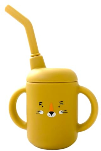 Cadeau de baptême et naissance : verre à paille jaune pour bébé et enfant, un présent délicat et pratique, idéal pour éveiller la joie des tout-petits