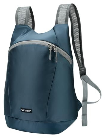 WATERFLY Faltbarer Rucksack Klein 15L: Ultraleicht Wanderrucksack Packable Tagesrucksack Sportliche Backpack Lightweight Daypack für Wandern Fahrrad Outdoor Trekking Herren Damen
