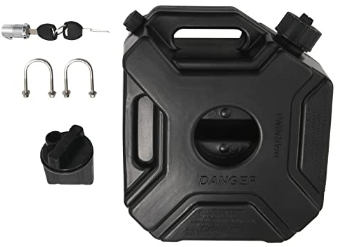 caapmony 5L Schwarzer Kraftstofftank für Auto & Motorrad, Ersatzbenzin-Öltank, Backup Jerrycan mit Schloss & Schlüssel
