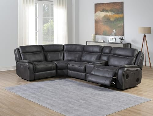 Phoenix Cinema Fabric Electric Recliner Corner Sofa with Storage/Cupholders/Wireless Charging Grey