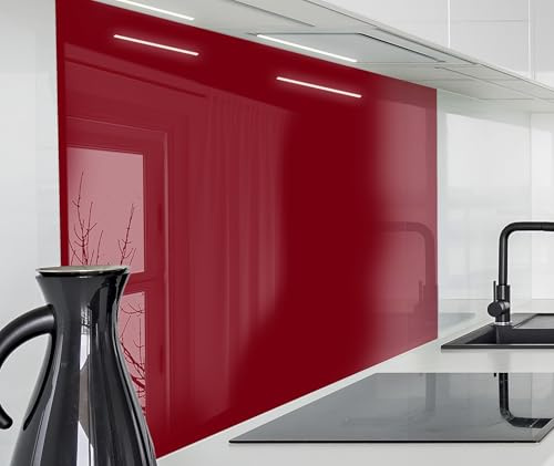 timalo Herd Spritzschutz Wand Platte Spüle, Küche Küchenrückwand Glasoptik | Acryl Glas 2mm | Glasrückwand Acrylglas Rückwandschutz Uni unifarben einfarbig | 100x50cm Dunkelrot, Burgunder