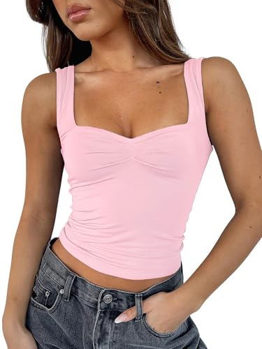 ROFUSSO Verano de la Mujer Y2K Sin Mangas Crop Tank Top Sexy Plisado Bustier Sweetheart Escote Chaleco Tops Sin Espalda Espagueti Correa Camisola Top Básico