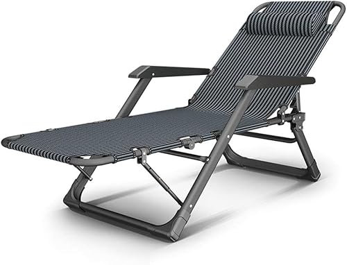 Klappbarer Chaiselongue für den Außenbereich (kann flach liegen), robuste Liege für Rasen, Terrasse, Garten, verstellbare und faltbare Liege, Unterstützung 200 kg (Farbe: ohne Kissen)