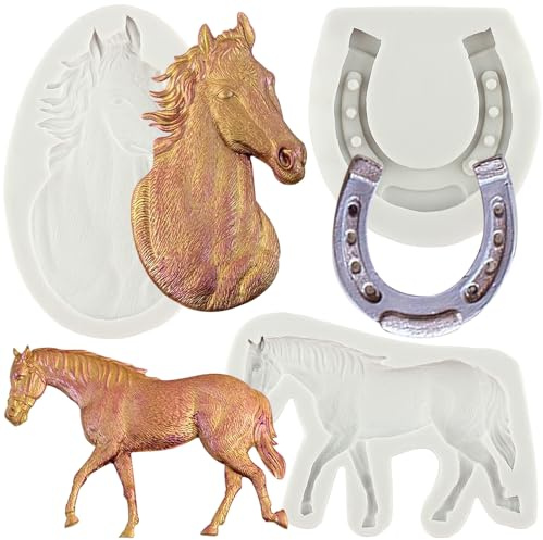MYPRACS Pferd Hufeisen Silikon Fondant Formen Set von 3 | Kuchen dekorieren Cupcake Topper Candy Schokolade Gummi Paste Polymer Ton