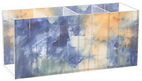 Stiftehalter aus dunklem Marmor, Acryl, 4 Fächer, Stiftebecher, Make-up-Pinselhalter, Organizer