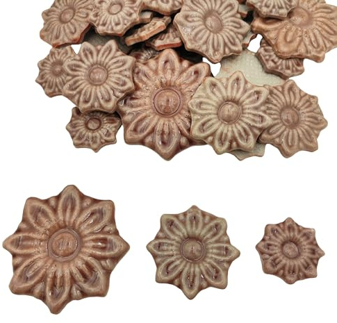 Piastrelle a mosaico in ceramica casuali da 500 g, per lavori fai da te, 3 dimensioni per piatti, vasi da fiori, decorazioni per la casa e l'esterno (caffè, fiori)