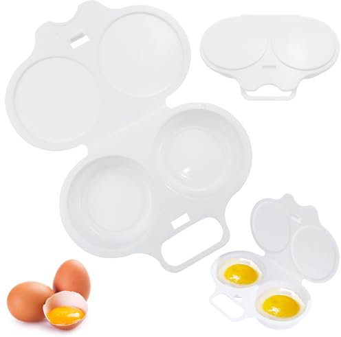 1 Pack Microwave Egg Poacher,Reusable Poached Egg Maker Microwave Egg Cooker, Double Cups Egg Boiler Breakfast Cookware for Kitchen Gadgets