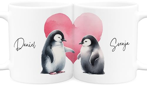 Pärchentassen personalisiert für Paare 2er Set Partnertassen | Personalisiert, hochwertige Keramik, spülmaschinen- & mikrowellengeeignet, 330 ml, Geschenk für Partner