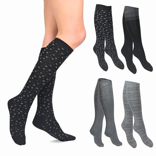 LEON D'ORO Calze Lunghe Donna Caldo Cotone, Gambaletto Donna Termico 4 Paia Moda Made in Italy (IT, Testo, Taglia unica, Regular, Regular, ASS1 4 paia)