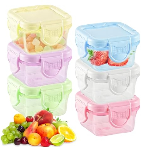 JAONLD 6 pezzi Scatole per conservare alimenti 60 ml ermetici contenitori ermetici per alimenti a microonde e congelatore per salse, snack, marmellate