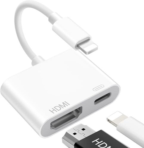 Lightning HDMI-adapter, Apple MFI certifierad, Lightning-HDMI-adapter, H-DMI iPhone-adapter, L-ightning H-DMI för iPhone 14/13/12/11/XS/XR/8/7/iPad