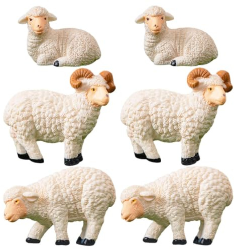 PRETYZOOM 6stücke Teiliges Miniatur Schaf Ziegenfiguren Aus Resin Niedliche Tierornamente Für Mini-Garten Tischdekoration Für Tierliebhaber