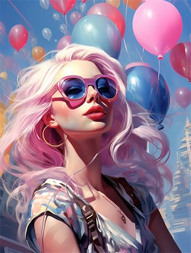 Large Paint by Numbers for Adults Woman Paint by Numbers Kits Balloon Paint by Numbers for Adults Beginner,DIY Painting with Paintbrushes and Acrylic Pigment,Hobbies for Adults Crafts 100x135cm M-1044