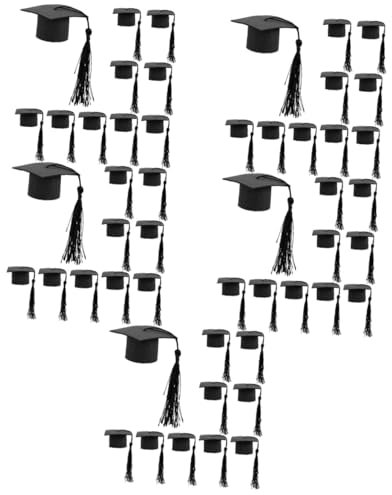 HEMOTON 5 Sätze Arzt Hut Dekoration Abschlussfeier Teller Promoviert Abschlusstorte Abschluss Tasche Abschluss-cupcake-zwischenlagen Meister Kuchen Cupcake-ringe Black Vlies 10 Stück * 5