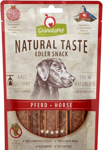 GranataPet Natural Taste Edler Snack Pferd, Hundeleckerli ohne Getreide & ohne Zuckerzusätze, Belohnung für zwischendurch, schmackhafter Hundesnack, 90 g (Packung mit 5)