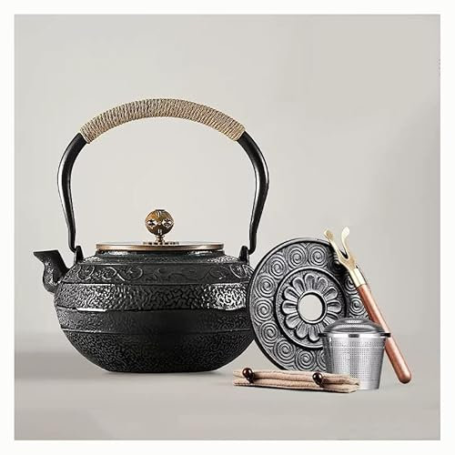 OZBMA Teiera in ghisa Teiera Giapponese in ghisa, teiera Giapponese con infusore per Foglie sfuse, bollitore per Il tè, Sicuro per i fornelli, Rivestito con Interno smaltato Piedini di Polpo