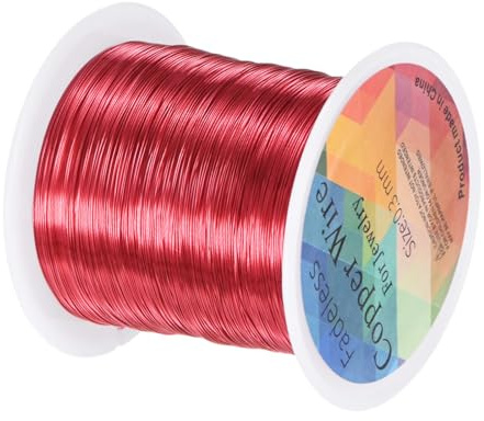 M METERXITY 100M 0.3mm Schmuckdraht 28 Gauge 328FT Basteldraht Rot | Kupfer Perlen Draht, Für Schmuckherstellung/Pflanzenbindung/Weben/DIY Basteln, Weicher Metall Draht