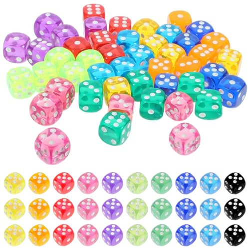 100 Stück Würfel Set 6-Seitig,14mm Spielwürfel,Würfel Bunt Set, Transluzente Farben Runde Würfel Set,Würfelspiele Tischspielefür Tischspiele Bar KTV Party,10 Farbenmit Aufbewahrungsbox