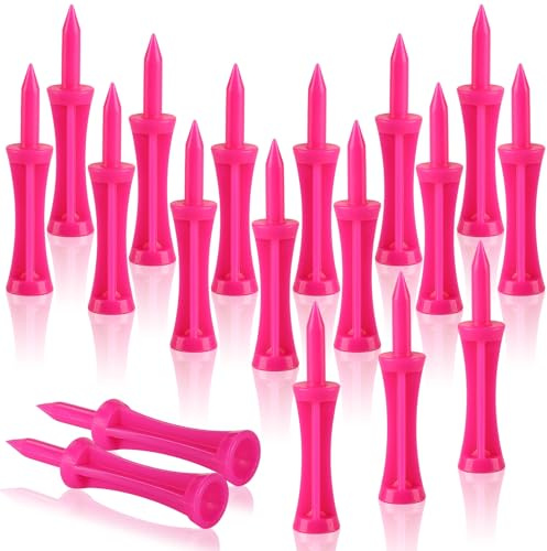 pupuluck 120 Stück rosa Golf-Tees aus Kunststoff, 60 mm, Castle-Tees, Golf, langlebig, tragbar, rosafarben, biologisch abbaubar, umweltfreundlich, nachhaltige Tees