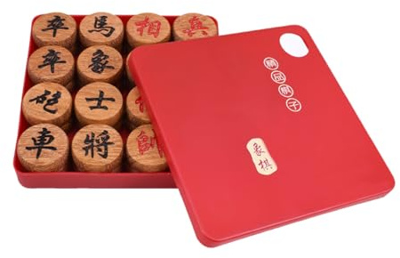 Chinesisches Schachspiel mit Wenge-Figuren und Lederschachbrett, traditionelles Xiangqi, klassisches pädagogisches Strategie-Brettspiel for 2 Spieler(Plastic Box)