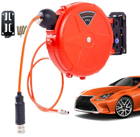 dzqad Avvolgitubo per compressore d'aria, Avvolgitubo per compressore retrattile | commerciale per aria compressa con bloccaggio automatico da 10 m con girevole | per compressori d'aria