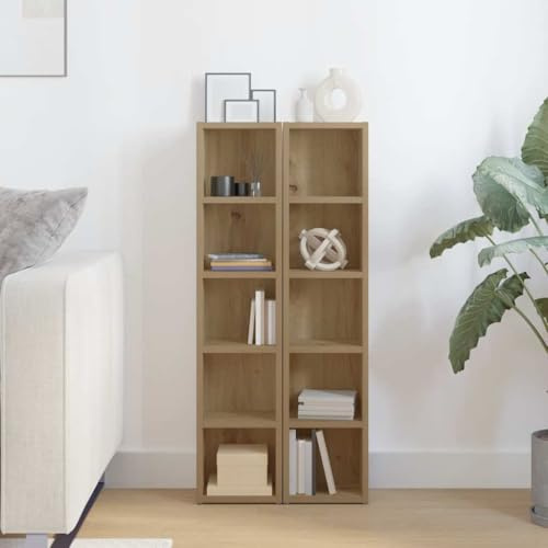 Genérico Estanterías de CD 2 uds Madera Roble Artisan 21x16x93,5 cm,Mobiliario,Armarios y Almacenamiento,Almacenamiento para CD y DVD,Marrón,11.8 KG,855839