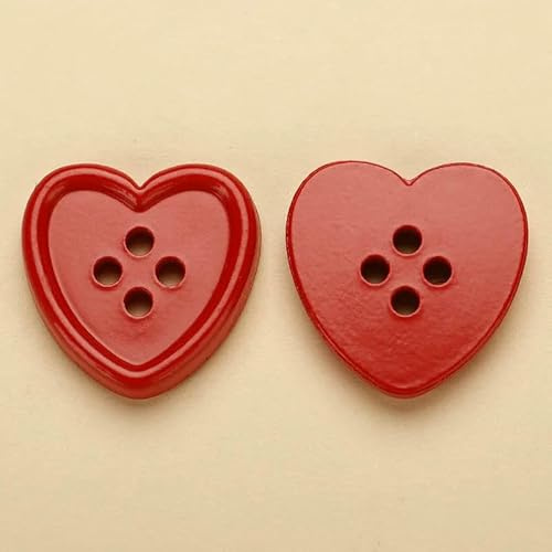 20 Stück süße Knöpfe, farbige Herzknöpfe für Kleidung, Bastelbedarf, 15 mm, dekoratives Nähzubehör für Kinder, Rot, 12 mm (20 Stück)
