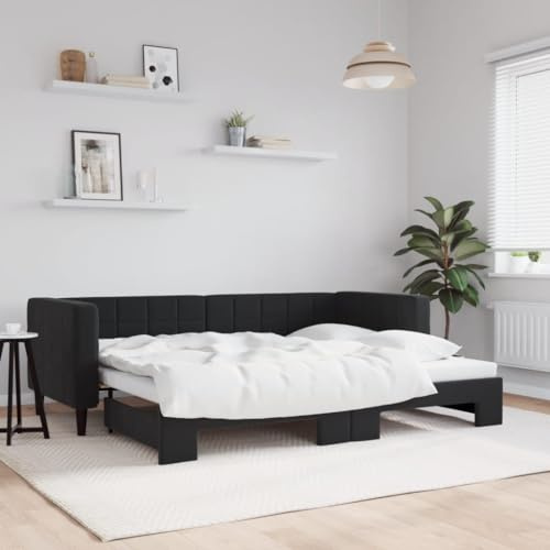 QZZCED 2-in-1-Schlafsofa mit Ausziehbett, Doppel-Sofa, modernes minimalistisches Design für Wohnzimmer, solide Struktur aus Holz und Metall