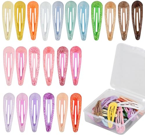 30pcs Pinces à Cheveux Snap, Fille Cheveux Barrettes à Cheveux en Métal Accessoires, Barrettes en Couleur Snap Barettes Bb Mini éPingles à Cheveux pour Enfants BéBés Fillette (Paillettes) (Paillettes)