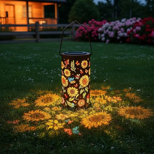 Solarlampen für außen,Farbenfrohe Sonnenblumen Solarleuchten Garten,2026 Neu Gartendeko für draußen Wetterfest,IP65 Wasserdichte Metall-Hängelampe für Terrasse,Garten,Hof und Wege (A)