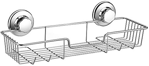 iPEGTOP Rustproof Stainless Steel Compact Shower Caddy Bath Shelf with Strong Suction Cups Rectangle Storage Basket for Bathroom Kitchen Organizer