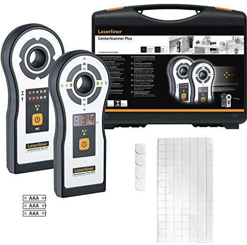 Umarex Laserliner CenterScanner Plus Bohrführungsgerät (bestehend aus Sender + Empfänger, zur Ausrichtung des Bohrkanals bis 150 cm, LED-Indikatoren, Metall / Spannungserkennung) 075.300A