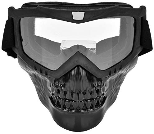 EVTSCAN Powersports Brille, Unisex Outdoor Schädel Motorrad Helm Schutzbrille Gesichtsmaske Motorrad Rennbrille(Transparent)
