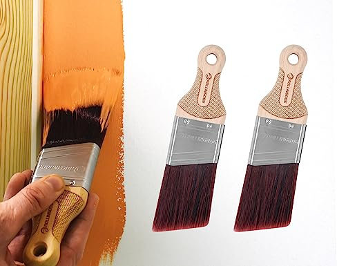 ROLLINGDOG 2 Inch Angled Small Paint Brush for Sharp Edge Lines Cutting in Walls Trimming and Detail Gloss Painting (Pack of 2)
