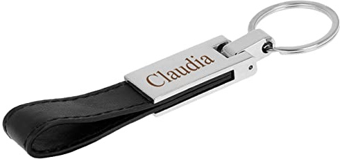 Lantelme Schlüsselanhänger mit Wunschgravur aus Edelstahl Leder Schlüsselbund Personalisierte Geschenkidee Gravur 7861