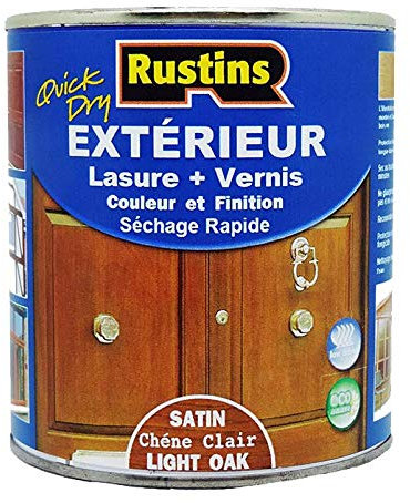 Rustins - Esterno laccato + vernice per legno - asciugatura rapida - rovere chiaro finito satinato - 500 ml - 15 m²/L - (ESLO500FR)